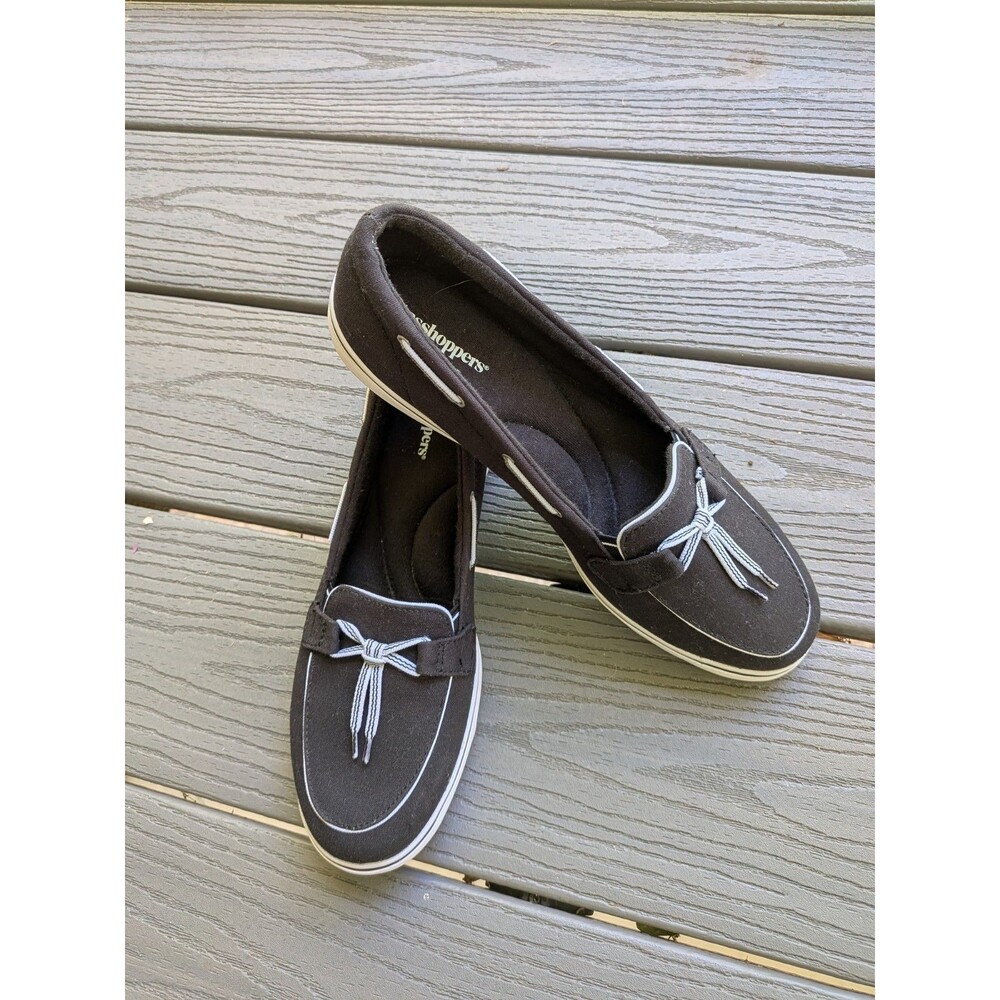 Grasshoppers Keds Ortholite Women's 8 Black Cushioned Slip On Boat Shoes Coastal